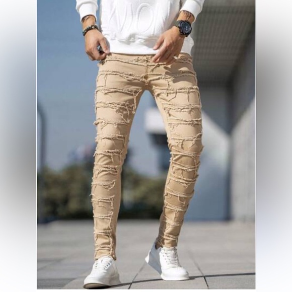 Men's Tan Bootcut Jeans - Picture 1 of 7